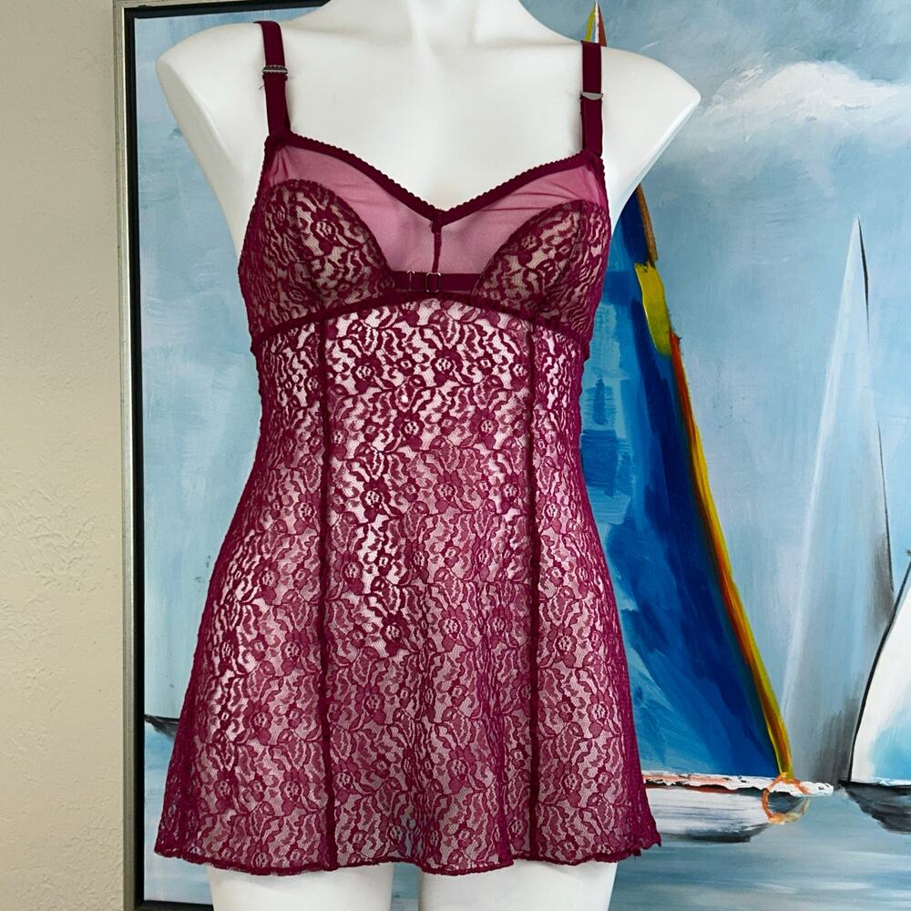 Victoria’s Secret Lace Chemise - wine color size med